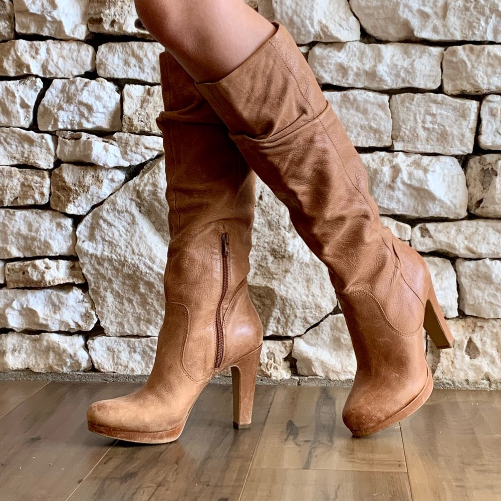Slouchy leather boho boots